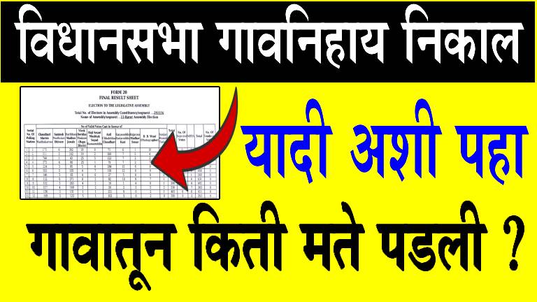 View Village Wise Vidhansabha Result List 2024